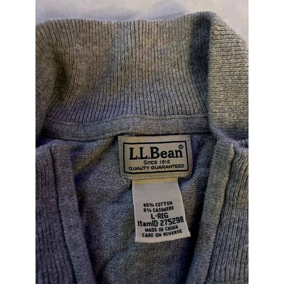 L.L. Bean Men’s Gray Cotton Cashmere Blend 1/4 Zip Sweater Size Large - Picture 3 of 5